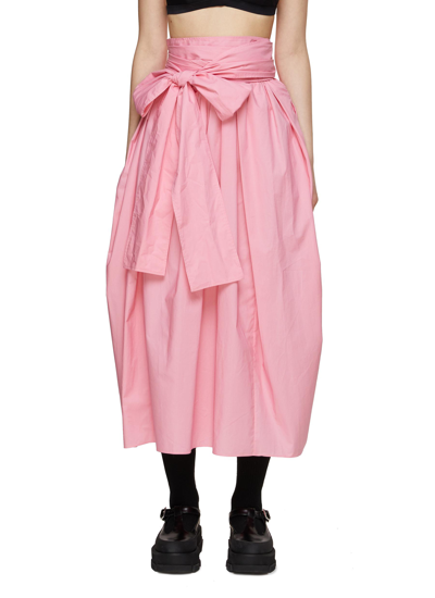 Shop Cecilie Bahnsen Wrap Detail Midi Tulip Skirt In Pink