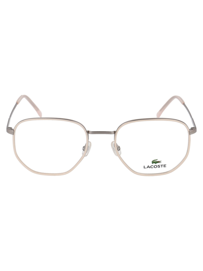 Shop Lacoste L2253 Glasses In 045 Silver Nude Pink