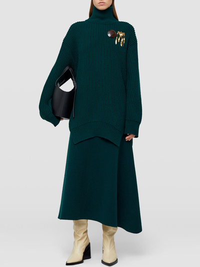 Shop Jil Sander Asymmetrical Green Skirt