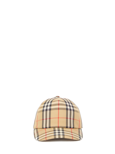 Shop Burberry Vintage Check Cap In Beige