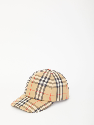 Shop Burberry Vintage Check Cap In Beige