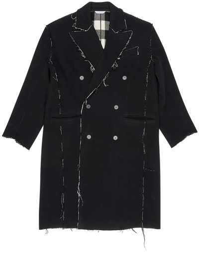 Shop Balenciaga Raw Edge Coat In Black