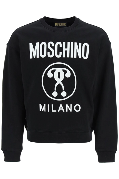 Shop Moschino Double Question Mark-print Hoodie In Black