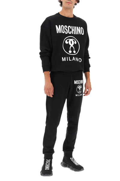 Shop Moschino Double Question Mark-print Hoodie In Black