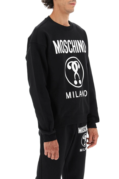 Shop Moschino Double Question Mark-print Hoodie In Black