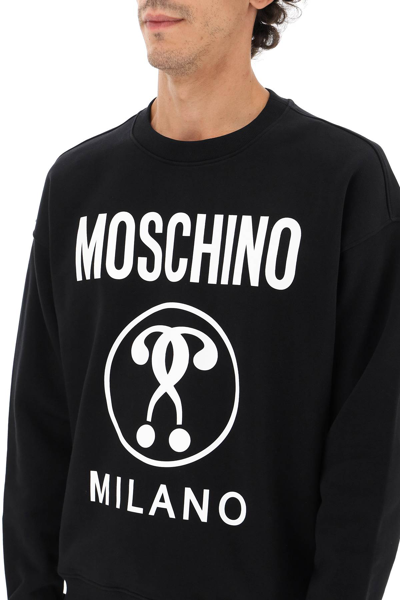 Shop Moschino Double Question Mark-print Hoodie In Black