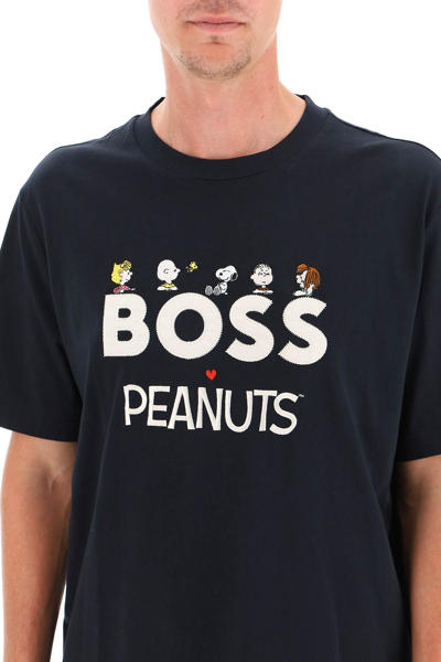 Hugo Boss Boss X Peanuts - Cotton Crew-neck T-shirt In Blue | ModeSens