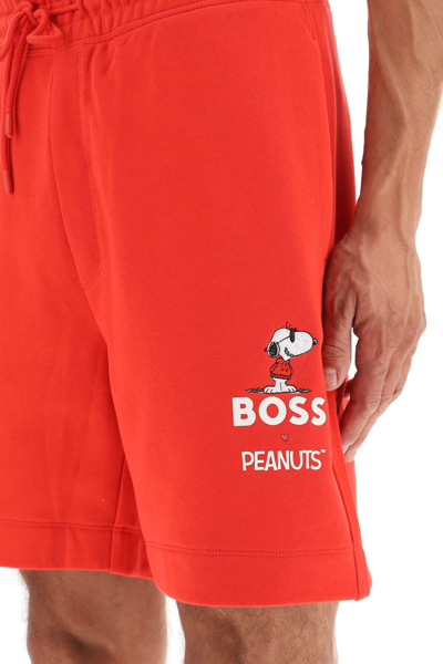 Shop Hugo Boss Peanuts Sweatshorts In Red