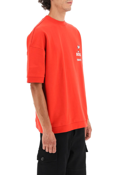 Shop Hugo Boss Peanuts Short-sleeve Sweatshirt In Red