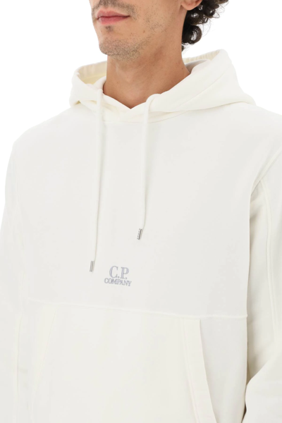 Shop C.p. Company Logo-embroidered Hoodie In White