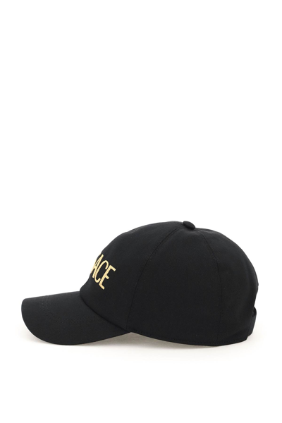 Shop Versace Baseball Cap With Logo Embroidery In Black,gold