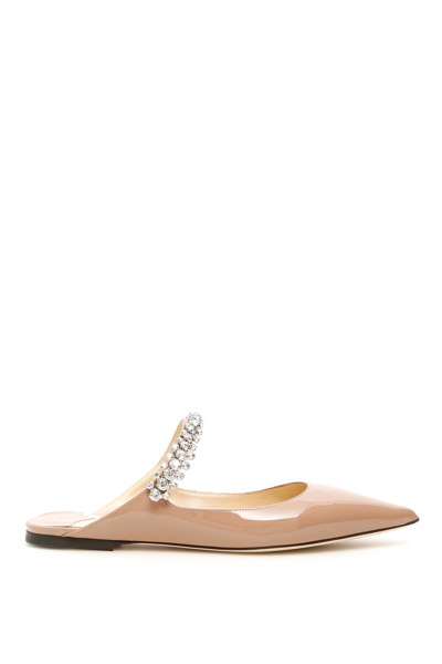 Shop Jimmy Choo Crystal Bing Flat Mules In Beige,pink