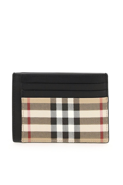 Shop Burberry Vintage Check Cardholder With Money Clip In Beige,white,black