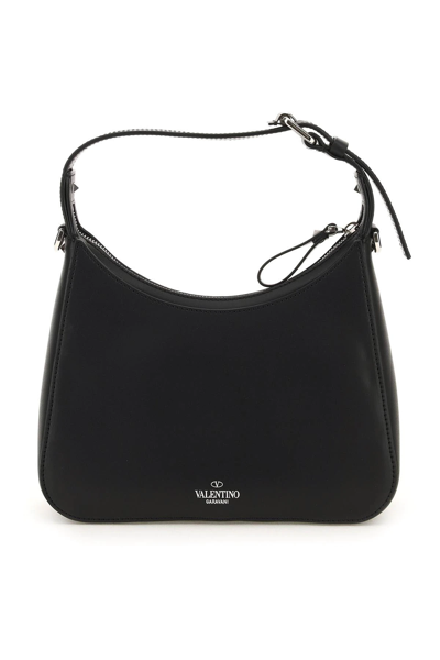 Shop Valentino Vltn Hobo Bag In Black