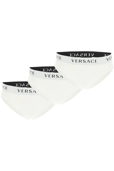 Shop Versace Tri-pack Underwear Low Briefs In White