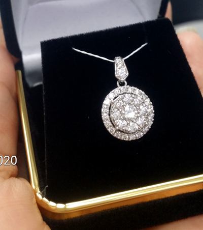 Pre-owned Handmade Deal 1.00 Ctw Genuine Diamond Halo Ladies Pendant Charm 14 K Yellow Gold
