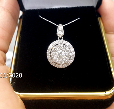 Pre-owned Handmade Deal 1.00 Ctw Genuine Diamond Halo Ladies Pendant Charm 14 K Yellow Gold