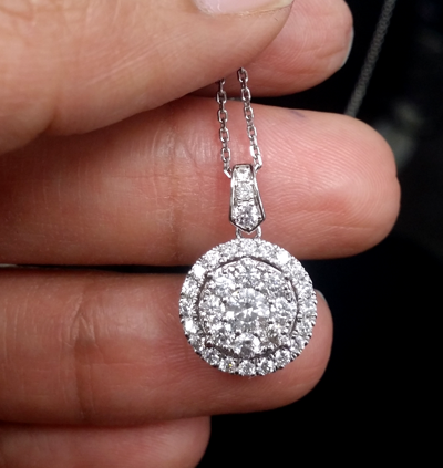 Pre-owned Handmade Deal 1.00 Ctw Genuine Diamond Halo Ladies Pendant Charm 14 K Yellow Gold