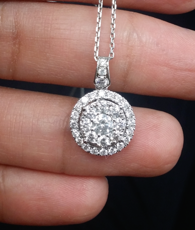Pre-owned Handmade Deal 1.00 Ctw Genuine Diamond Halo Ladies Pendant Charm 14 K Yellow Gold