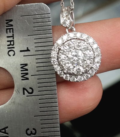Pre-owned Handmade Deal 1.00 Ctw Genuine Diamond Halo Ladies Pendant Charm 14 K Yellow Gold