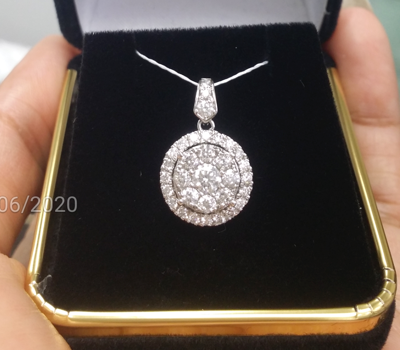 Pre-owned Handmade Deal 1.00 Ctw Genuine Diamond Halo Ladies Pendant Charm 14 K Yellow Gold