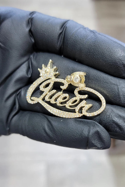 Pre-owned Online0369 1.0 Ct Rd Cubic Zirconia Mens Customize Name Logo Charm Pendant Free Stud In White