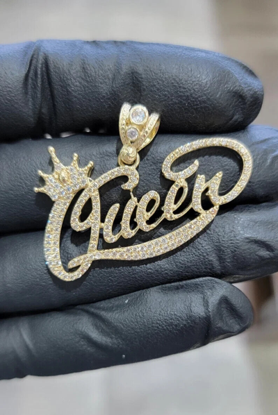 Pre-owned Online0369 1.0 Ct Rd Cubic Zirconia Mens Customize Name Logo Charm Pendant Free Stud In White