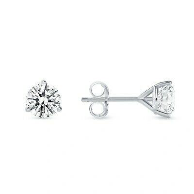Pre-owned Shine Brite With A Diamond 2 Ct Round Earrings Studs Solid 14k White Gold Brilliant Cut Push Back Martini In White/colorless