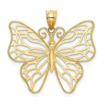 Pre-owned Superdealsforeverything Real 14kt Yellow Gold Polished Large Butterfly Pendant