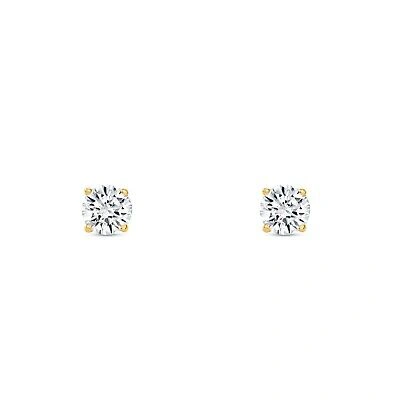 SHINE BRITE WITH A DIAMOND Pre-owned 1/2 Ct Round Labcreated Grown Diamond Earrings 14k Yellow Gold F/vs Basket Screw