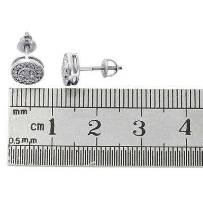 Pre-owned Jfl Diamonds & Timepieces 10k White Gold Round Diamond Milgrain Circle Pave Studs 7.5mm Earrings 0.15 Ct.
