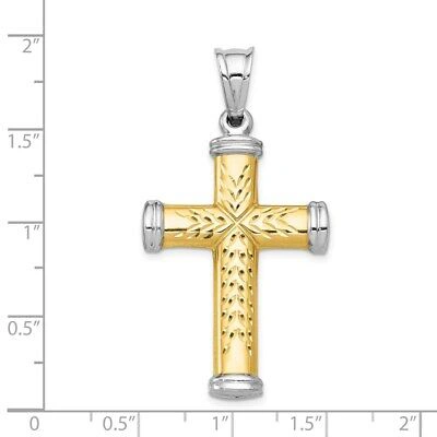 Pre-owned Superdealsforeverything Real 14kt Two-tone And Rhodium Reversible Cross