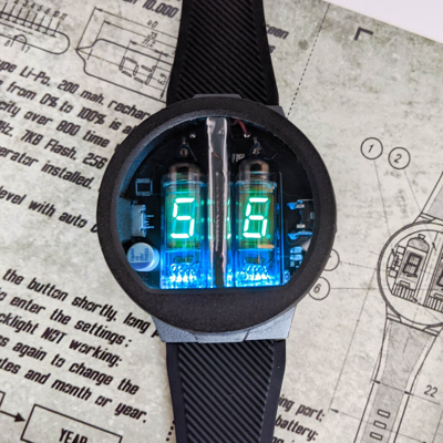 Pre-owned Nixoid Nixie Tube Watch Nuka Vfd In Black