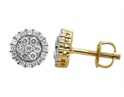 Pre-owned Jewelry Unlimited Unisex 14k Yellow Gold Round Genuine Diamond Cluster Stud Earrings 0.65ct 8mm