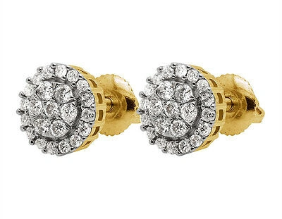 Pre-owned Jewelry Unlimited Unisex 14k Yellow Gold Round Genuine Diamond Cluster Stud Earrings 0.65ct 8mm