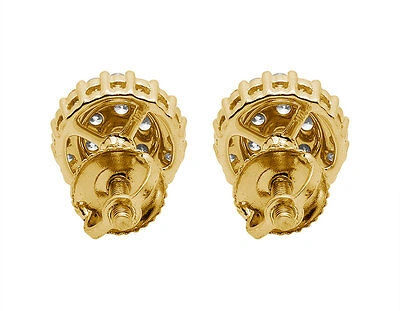 Pre-owned Jewelry Unlimited Unisex 14k Yellow Gold Round Genuine Diamond Cluster Stud Earrings 0.65ct 8mm