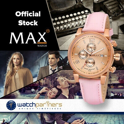 Pre-owned Max Classic Chrono Watch Rose Gold Dial & Case Pink Strap 38mm Diam 5-622