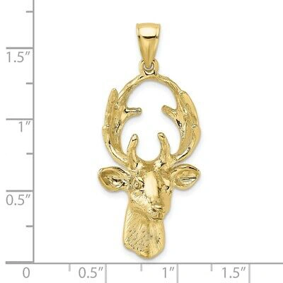 Pre-owned Skyjewelers Real 10kt Yellow Gold 3-d Deer Head Charm