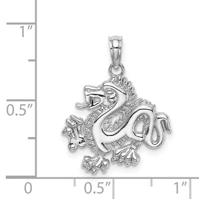 Pre-owned Superdealsforeverything Real 14kt White Gold Small Dragon Charm