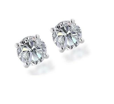 Pre-owned Your Own Diamond 4 Prong Set Solitaire Studs Earrings 0.70ct Round Diamond 14kt White Gold 4.40mm