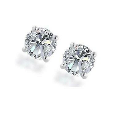Pre-owned Your Own Diamond 4 Prong Set Solitaire Studs Earrings 0.70ct Round Diamond 14kt White Gold 4.40mm