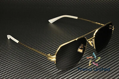 Pre-owned Bottega Veneta Bv1127s 002 Pilot Gold Shiny Grey 57 Mm Unisex Sunglasses