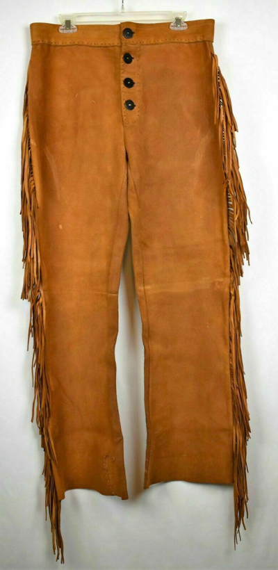 Pre-owned Handmade Mens Brown Buckskin Suede Leather Western Hippy ...