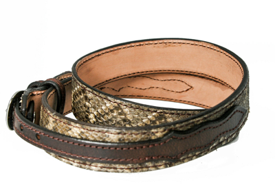 Pre-owned A Genuine Rttle Snke Rnger Belt With Wter Bufflo Billets In Brown