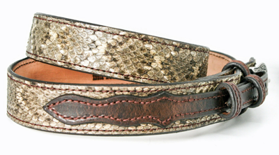 Pre-owned A Genuine Rttle Snke Rnger Belt With Wter Bufflo Billets In Brown
