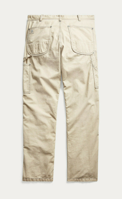 Pre-owned Ralph Lauren Rrl Distressed Stained Japanese Twill Carpenter Pants $395 In Gray