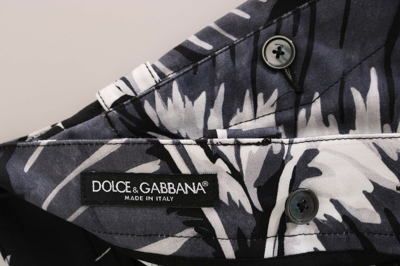 Pre-owned Dolce & Gabbana Pants Gray Banana Leaf Cotton Stretch Capri It50 / W36 Rrp $1000