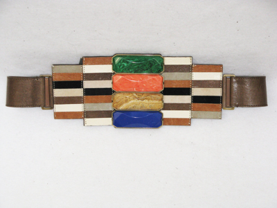 Pre-owned Fendi Rare Rare Semi Precious Stone Lapis Jasper Malachite Mosaic Belt Xxs $1520