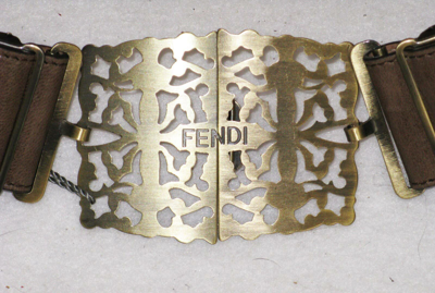 Pre-owned Fendi Rare Rare Semi Precious Stone Lapis Jasper Malachite Mosaic Belt Xxs $1520
