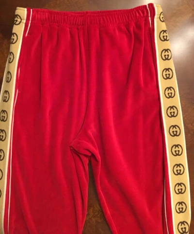Pre-owned Gucci Mens $1500 Red Velour Loose Jogging Pants Sz.small Nwtag Italy